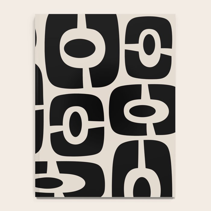 Mid Century Modern Cosmic Abstract 363 Black and Linen White Notebook Gallery Image 4