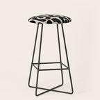 Mid Century Modern Cosmic Abstract 363 Black and Linen White Stool Gallery Image 1