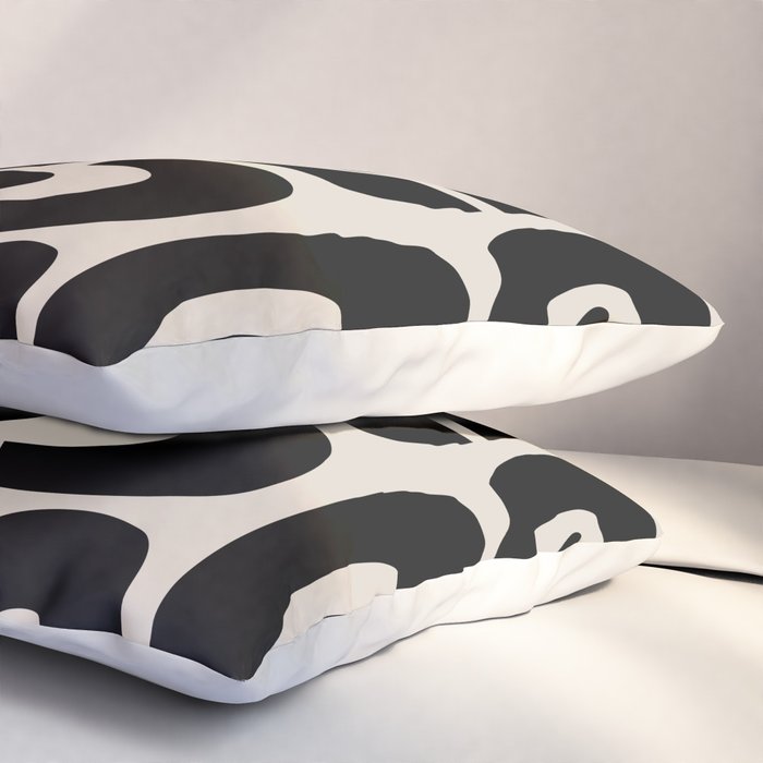 Mid Century Modern Cosmic Abstract 363 Black and Linen White Pillow Sham Gallery Image 3