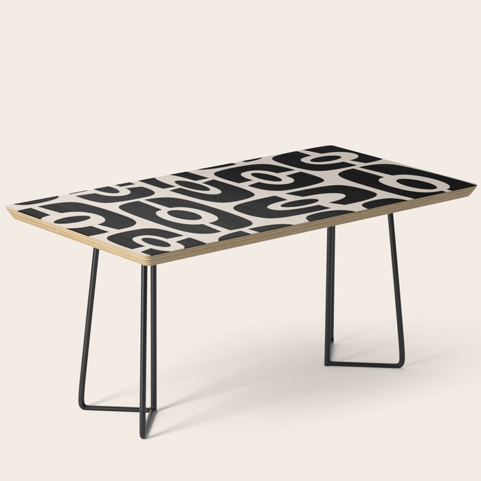 Mid Century Modern Cosmic Abstract 363 Black and Linen White Coffee Table Gallery Image 1