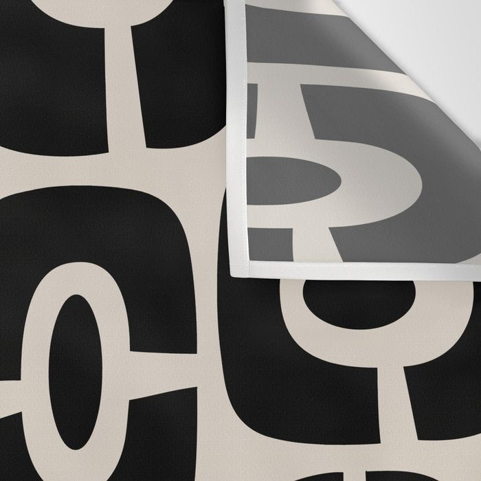 Mid Century Modern Cosmic Abstract 363 Black and Linen White Wall Tapestry Gallery Image 3