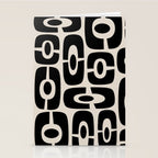 Mid Century Modern Cosmic Abstract 363 Black and Linen White Stationery Card Gallery Image 2