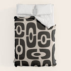 Mid Century Modern Cosmic Abstract 363 Black and Linen White Duvet Cover Gallery Image 6