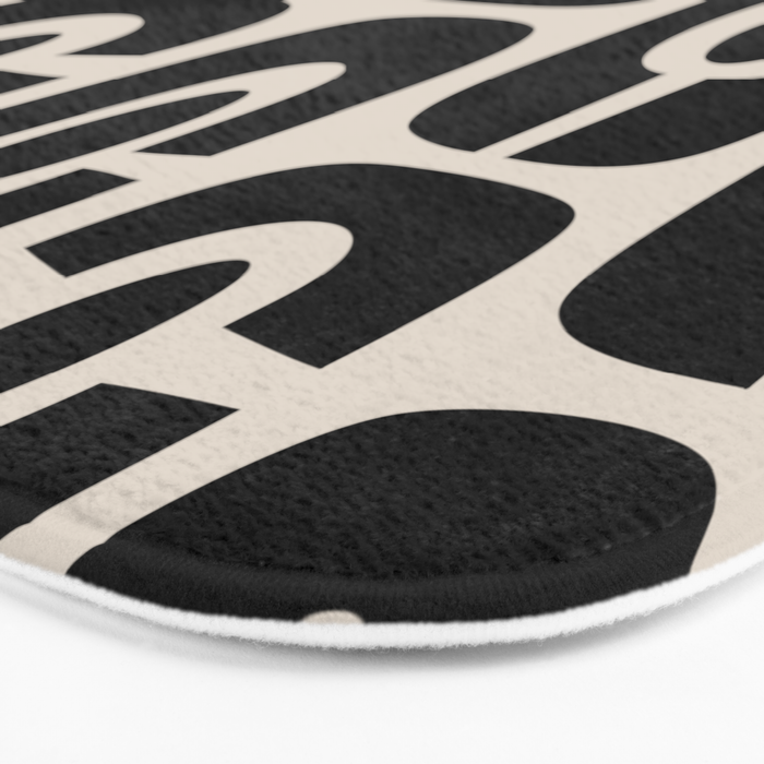 Mid Century Modern Cosmic Abstract 363 Black and Linen White Bath Mat Gallery Image 3
