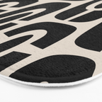 Mid Century Modern Cosmic Abstract 363 Black and Linen White Bath Mat Gallery Image 3
