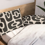 Mid Century Modern Cosmic Abstract 363 Black and Linen White Pillow Sham Gallery Image 2