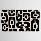Mid Century Modern Cosmic Abstract 363 Black and Linen White Tablecloth Gallery Image 2