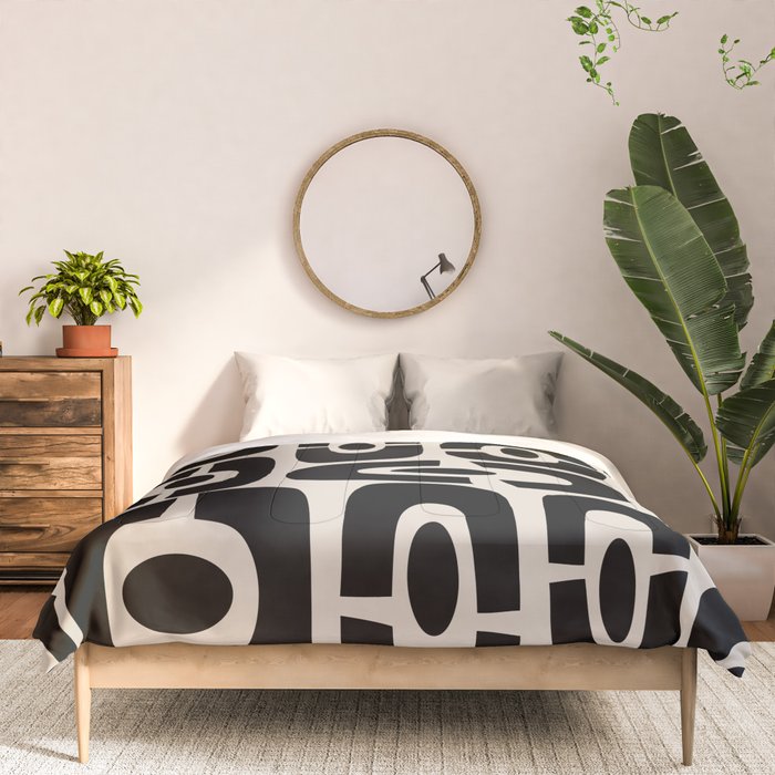 Mid Century Modern Cosmic Abstract 363 Black and Linen White Comforter Gallery Image 3