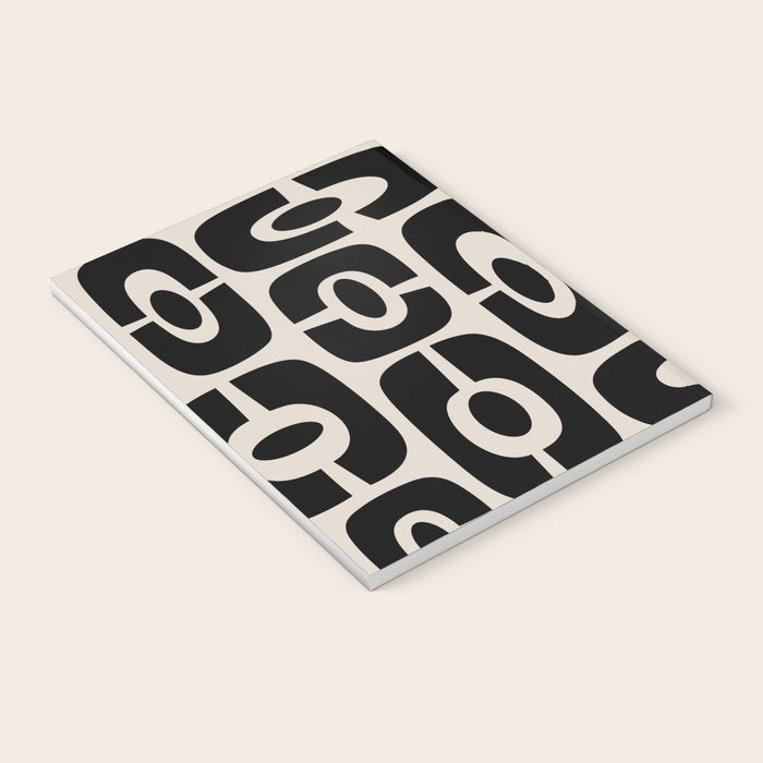 Mid Century Modern Cosmic Abstract 363 Black and Linen White Notebook Gallery Image 3