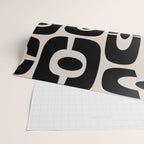 Mid Century Modern Cosmic Abstract 363 Black and Linen White Wrapping Paper Gallery Image 2