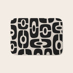 Mid Century Modern Cosmic Abstract 363 Black and Linen White Bath Mat Gallery Image 1