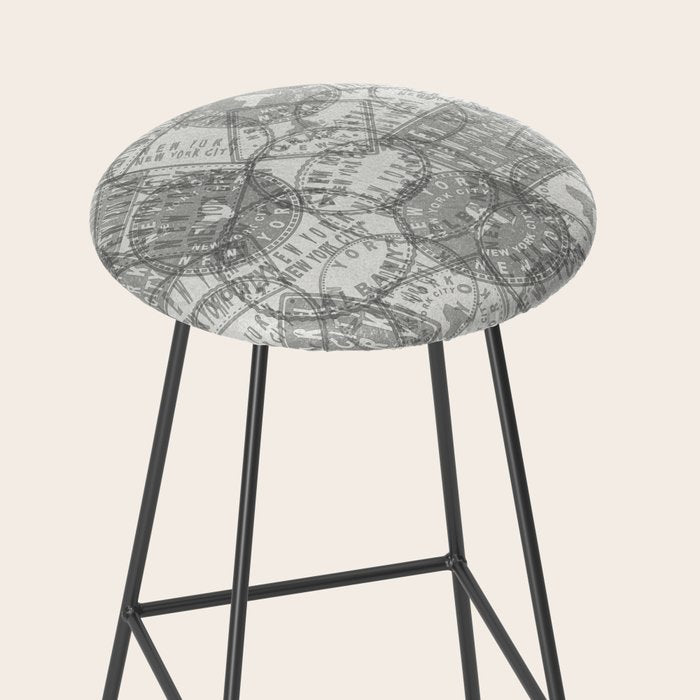 Vintage New York City Empire State Travel Stamp Pattern Stool Gallery Image 2