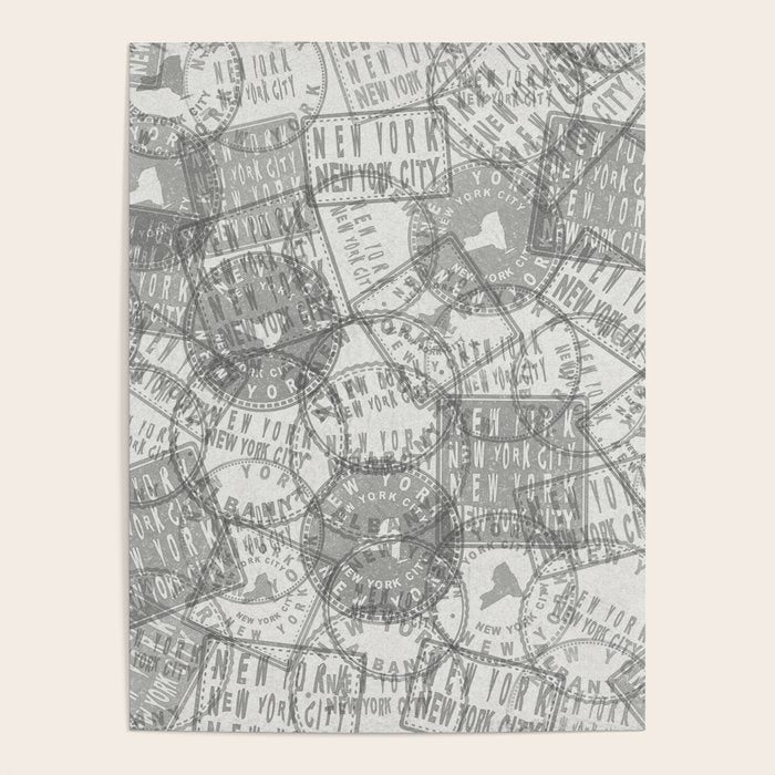 Vintage New York City Empire State Travel Stamp Pattern Poster Gallery Image 4
