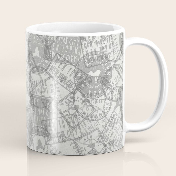 Vintage New York City Empire State Travel Stamp Pattern Coffee Mug Gallery Image 1