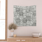 Vintage New York City Empire State Travel Stamp Pattern Wall Tapestry Gallery Image 2