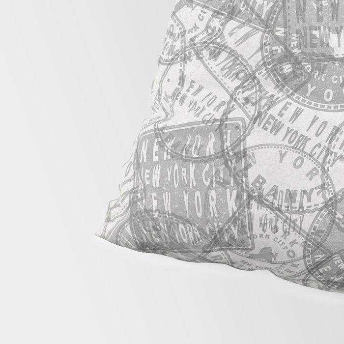 Vintage New York City Empire State Travel Stamp Pattern Pillow Sham Gallery Image 4
