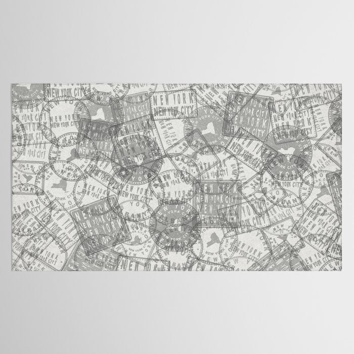 Vintage New York City Empire State Travel Stamp Pattern Tablecloth Gallery Image 2