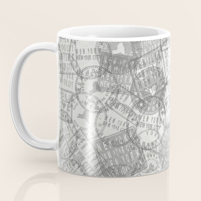 Vintage New York City Empire State Travel Stamp Pattern Coffee Mug Gallery Image 3