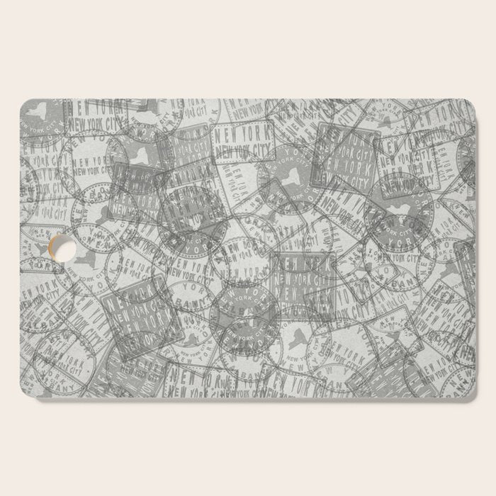 Vintage New York City Empire State Travel Stamp Pattern Cutting Board Gallery Image 1