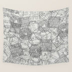 Vintage New York City Empire State Travel Stamp Pattern Wall Tapestry Gallery Image 4