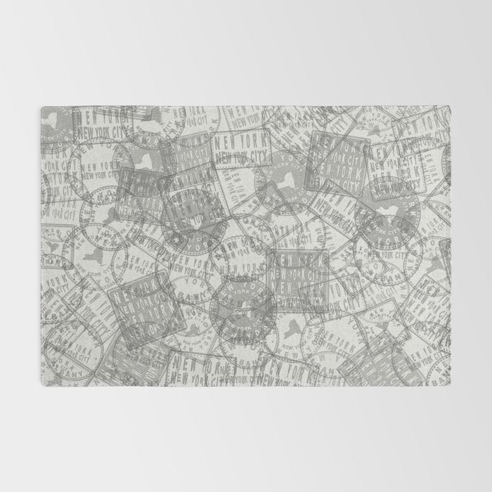 Vintage New York City Empire State Travel Stamp Pattern Rug Gallery Image 2