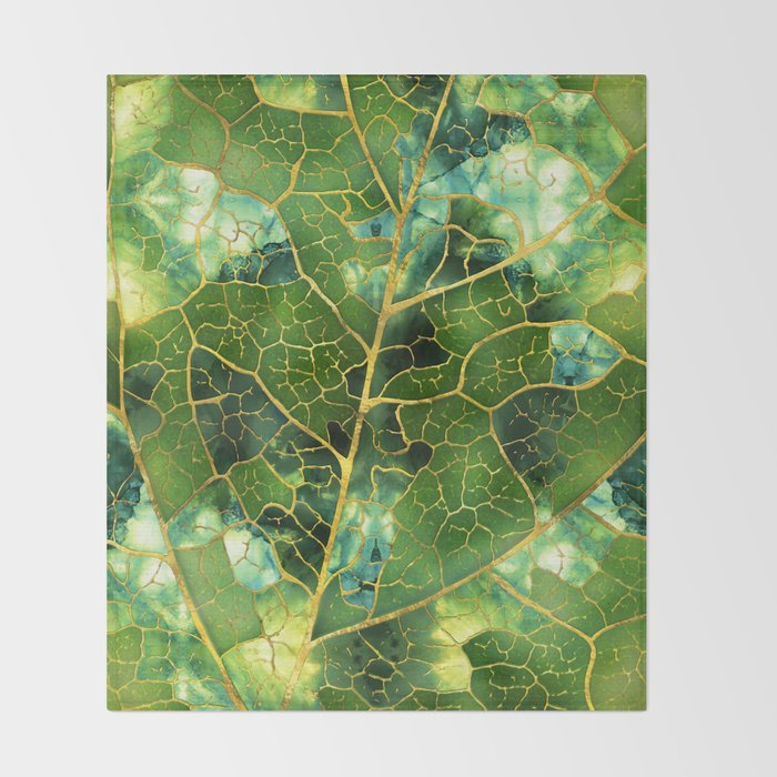 Green Marble Leaf Throw Blanket Gallery Image 2