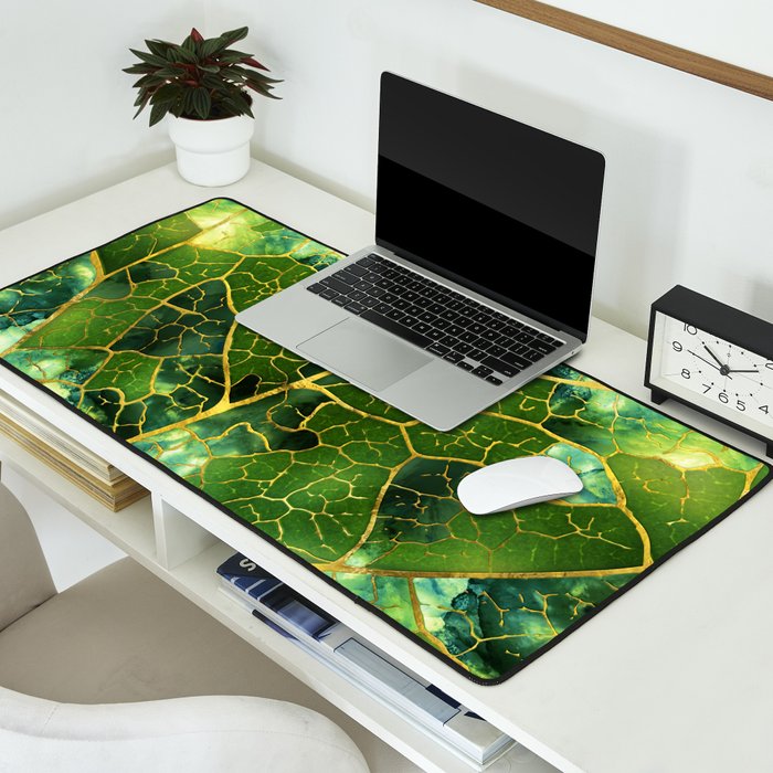 Green Marble Leaf Desk Mat Gallery Image 2