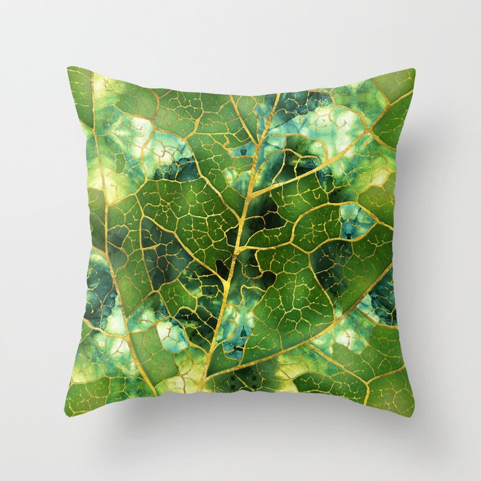 Green Marble Leaf Throw Pillow Gallery Image 6