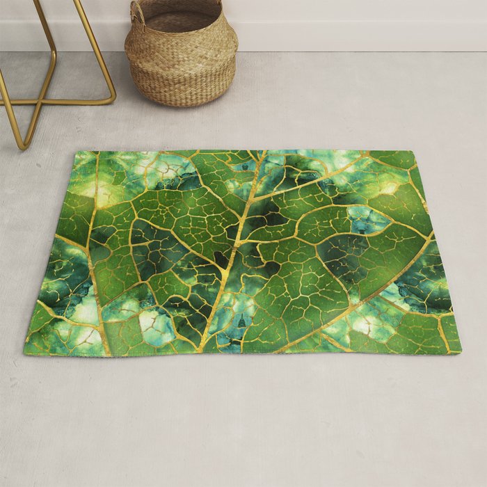 Green Marble Leaf Rug Gallery Image 1