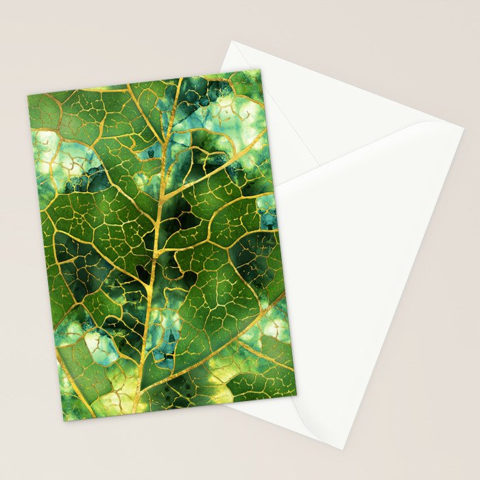 Green Marble Leaf Stationery Card Gallery Image 2