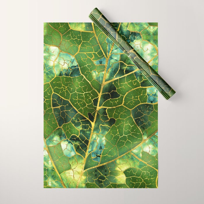 Green Marble Leaf Wrapping Paper Gallery Image 1