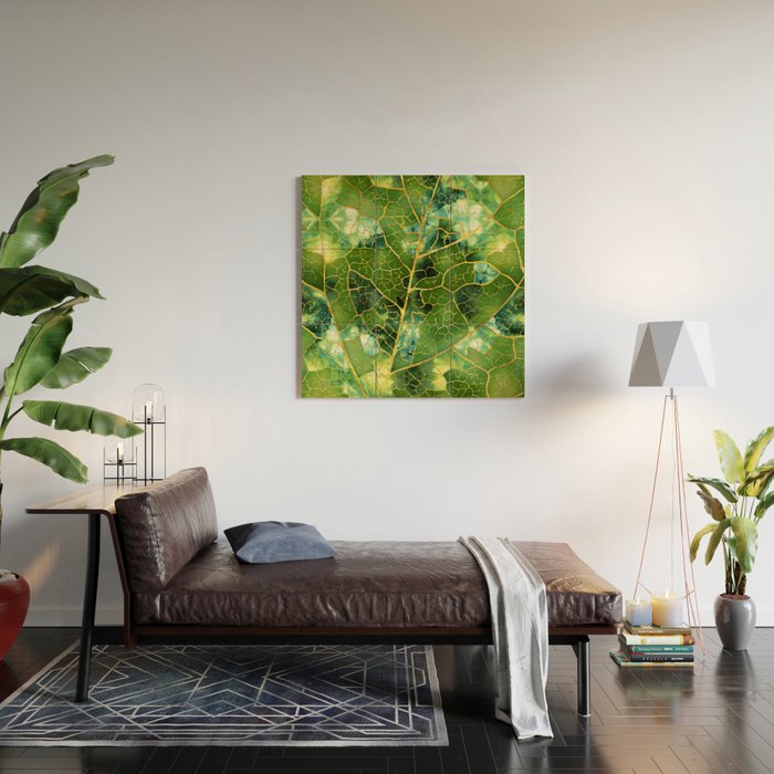 Green Marble Leaf Wood Wall Art Gallery Image 2