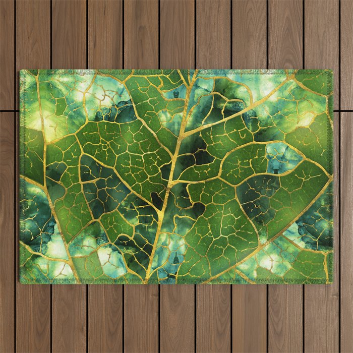 Green Marble Leaf Outdoor Rug Gallery Image 1