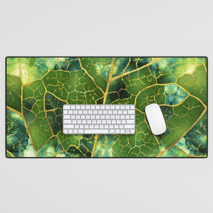 Green Marble Leaf Desk Mat Gallery Image 1