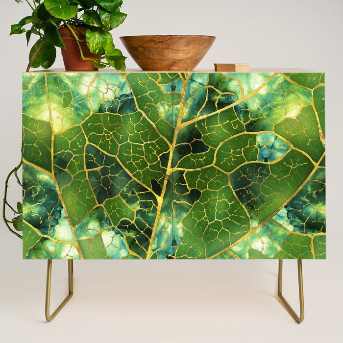 Green Marble Leaf Credenza Gallery Image 1