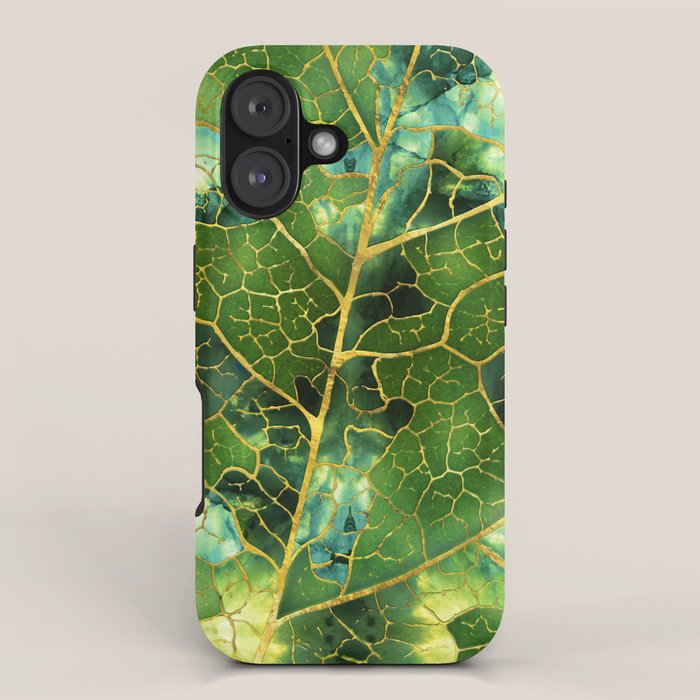 Green Marble Leaf iPhone Case Gallery Image 1