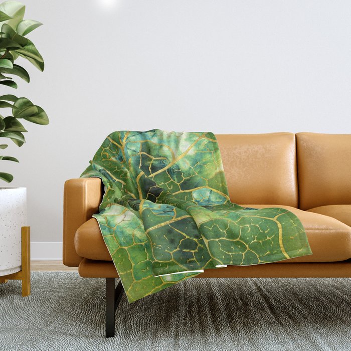 Green Marble Leaf Throw Blanket Gallery Image 1