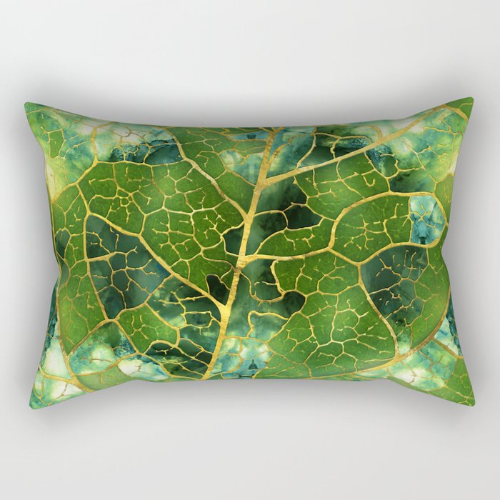 Green Marble Leaf Rectangular Pillow Gallery Image 1