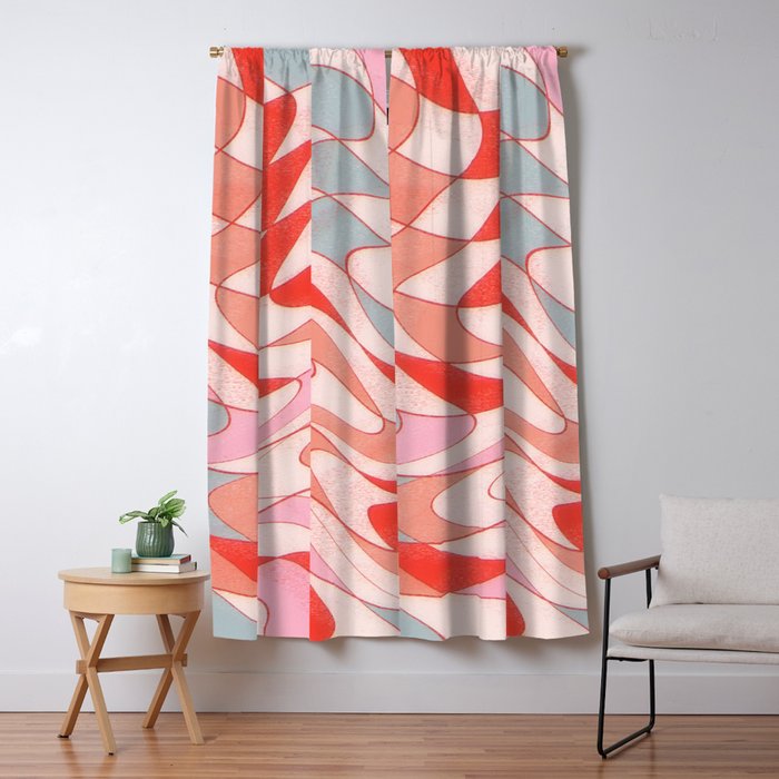 Liquid pinky abstract retro pattern  Window Curtain Gallery Image 5