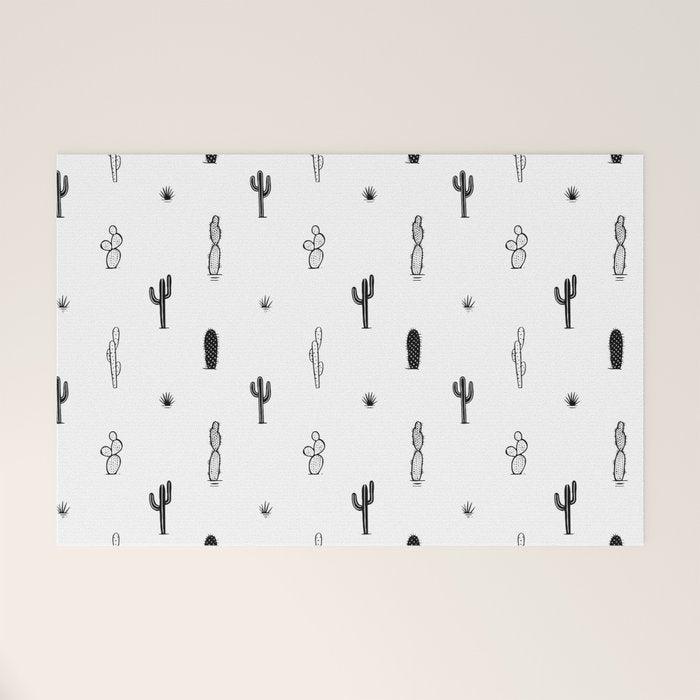 Black and white cactus plant pattern art Welcome Mat Gallery Image 1