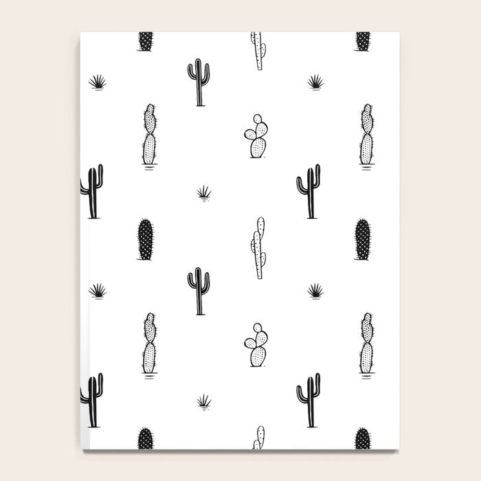Black and white cactus plant pattern art Notebook Gallery Image 4