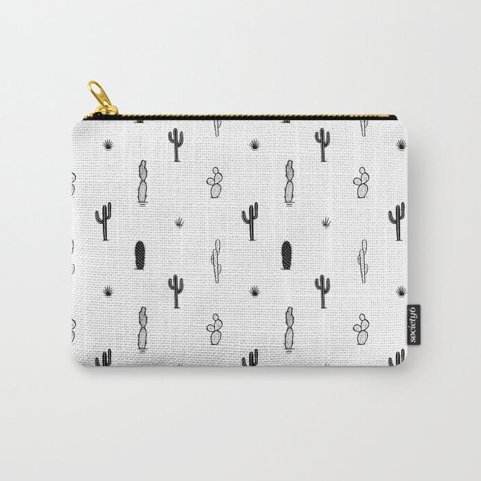 Black and white cactus plant pattern art Carry All Pouch Gallery Image 1