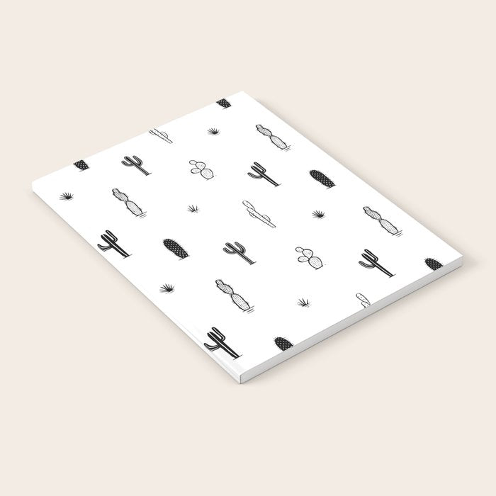 Black and white cactus plant pattern art Notebook Gallery Image 2