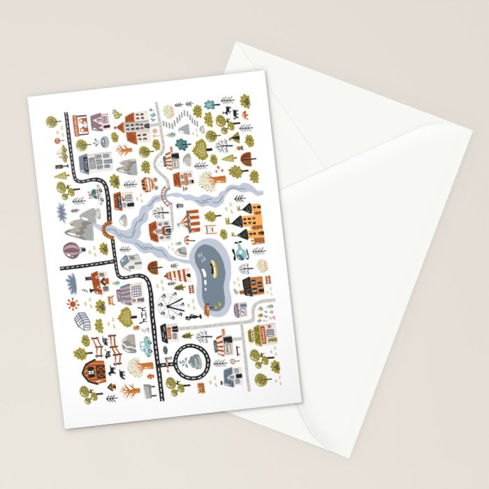 Town Map Stationery Card Gallery Image 2