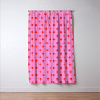 Midcentury Stars and Dots Preppy Pink and Red Pattern Window Curtain Gallery Image 3