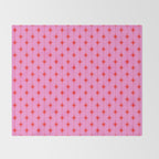 Midcentury Stars and Dots Preppy Pink and Red Pattern Throw Blanket Gallery Image 2