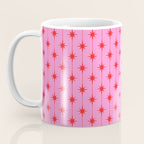 Midcentury Stars and Dots Preppy Pink and Red Pattern Coffee Mug Gallery Image 3