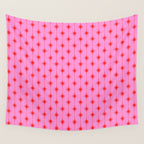 Midcentury Stars and Dots Preppy Pink and Red Pattern Wall Tapestry Gallery Image 4