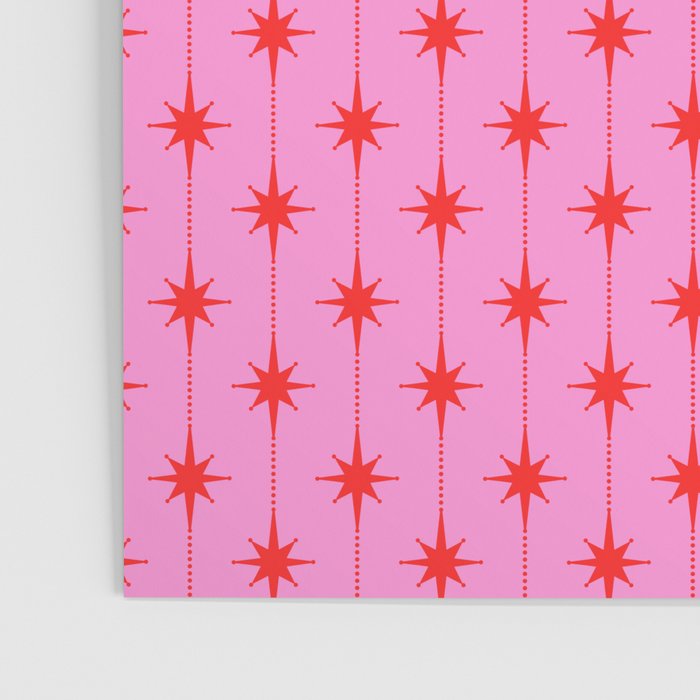 Midcentury Stars and Dots Preppy Pink and Red Pattern Poster Gallery Image 3