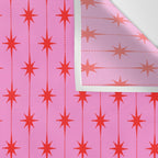 Midcentury Stars and Dots Preppy Pink and Red Pattern Wall Tapestry Gallery Image 3